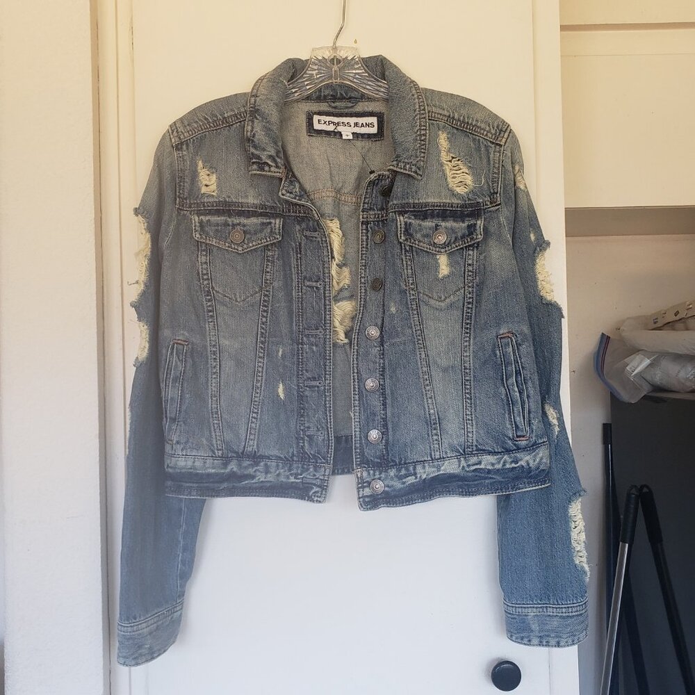 Ripped Jean Jacket Express Size Large